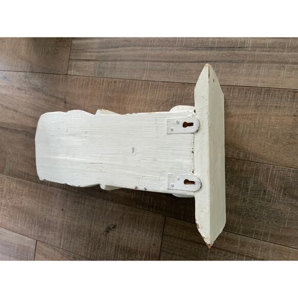 Large Hand Carved White Wood Rustic Corbel  Wall Shelf Approximately 15" High - Picture 5 of 11
